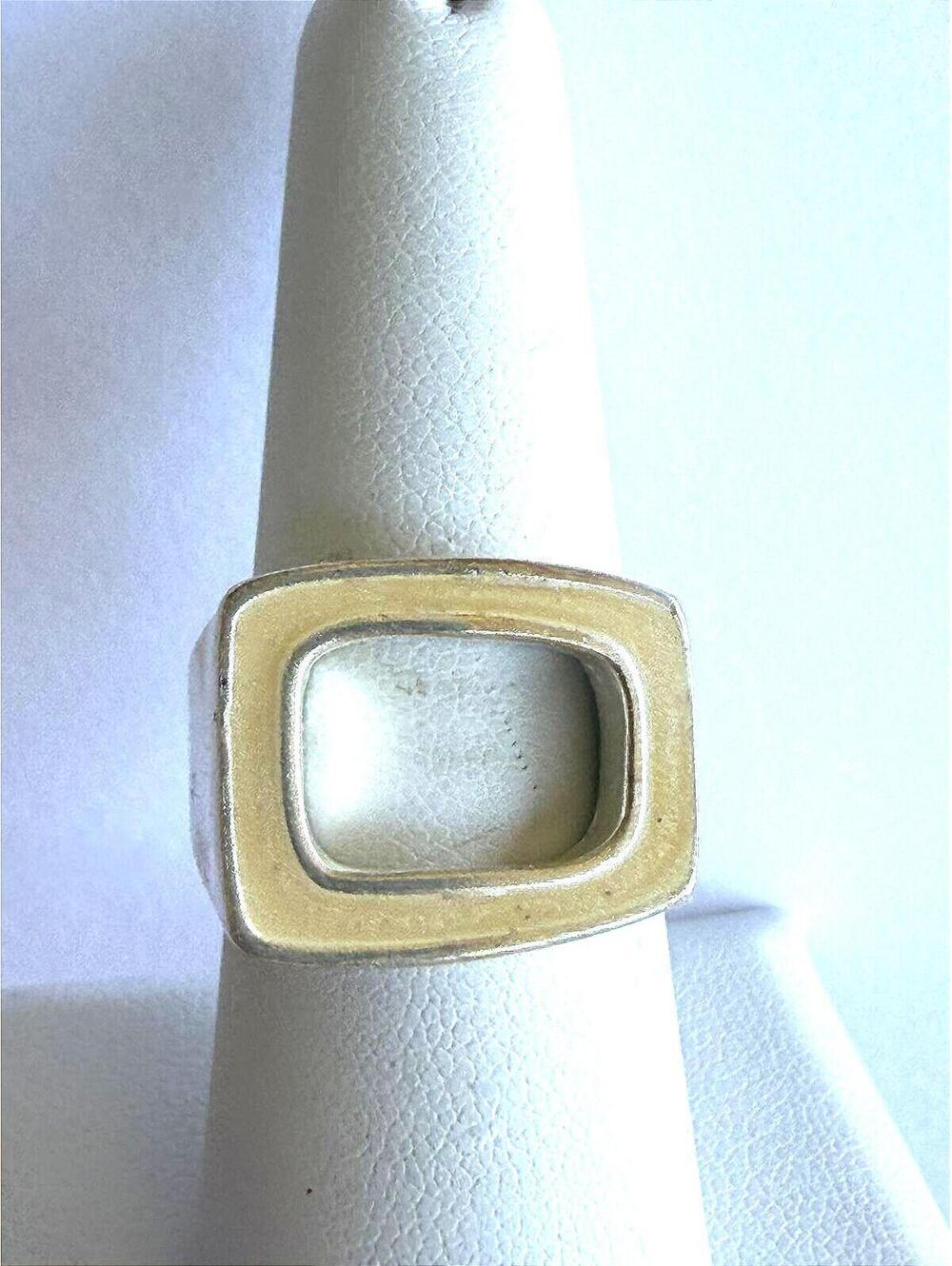 Vintage Geometric Hollow Silver Ring Foxy Size 6